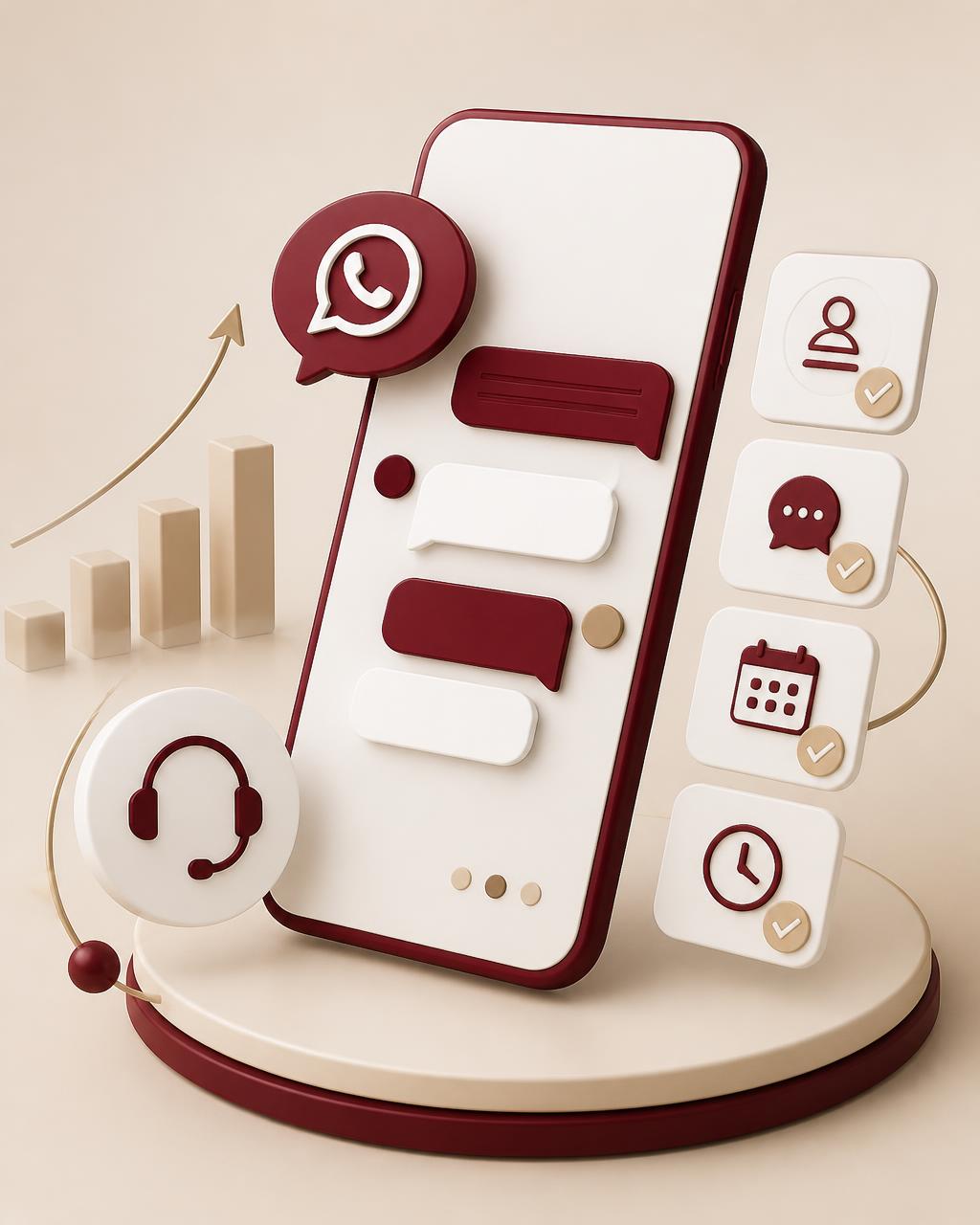 Composição visual representando o atendimento da Compasse pelo WhatsApp
